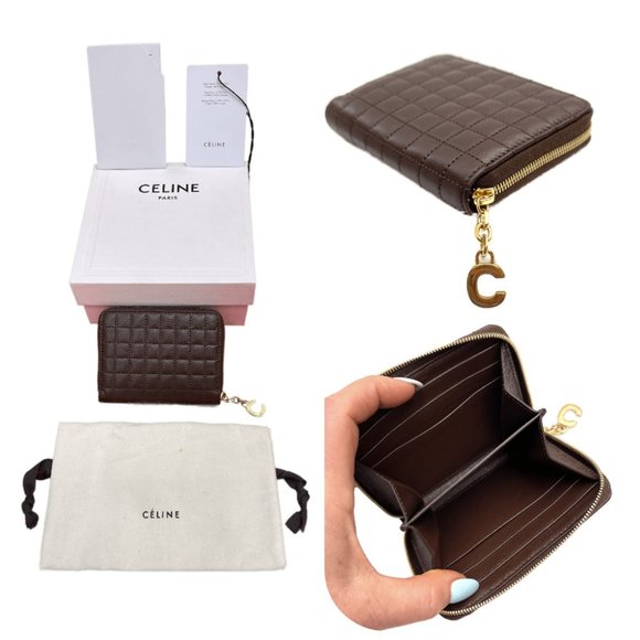 AUC $590 Celine C-Charm Quilted CALFSKIN Compact Zip Wallet New in the box - Picture 1 of 16